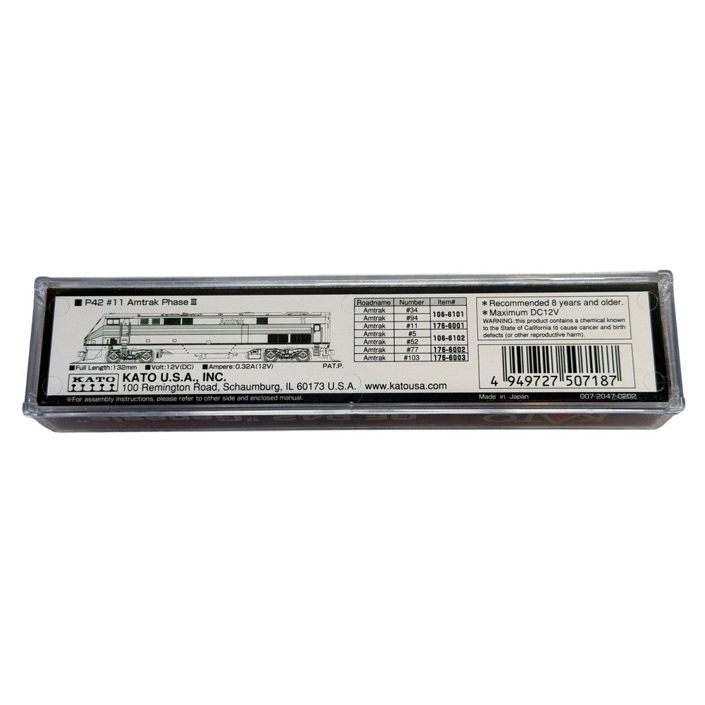 N Scale KATO 176-6001 AMTK Amtrak Railroad Phase III GE P42 Genesis Diesel #11 - Picture 5 of 6